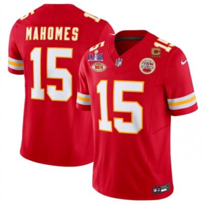 Men Kansas City Chiefs 15 Patrick Mahomes Red F U S E With NKH Patch And Super Bowl LVIII Patch Vapor Untouchable Limited Stitched Football Jersey