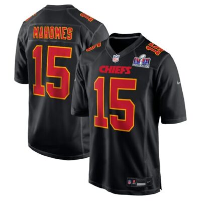 Patrick Mahomes Kansas City Chiefs Super Bowl LVIII Carbon Fashion Game Player Jersey – Black